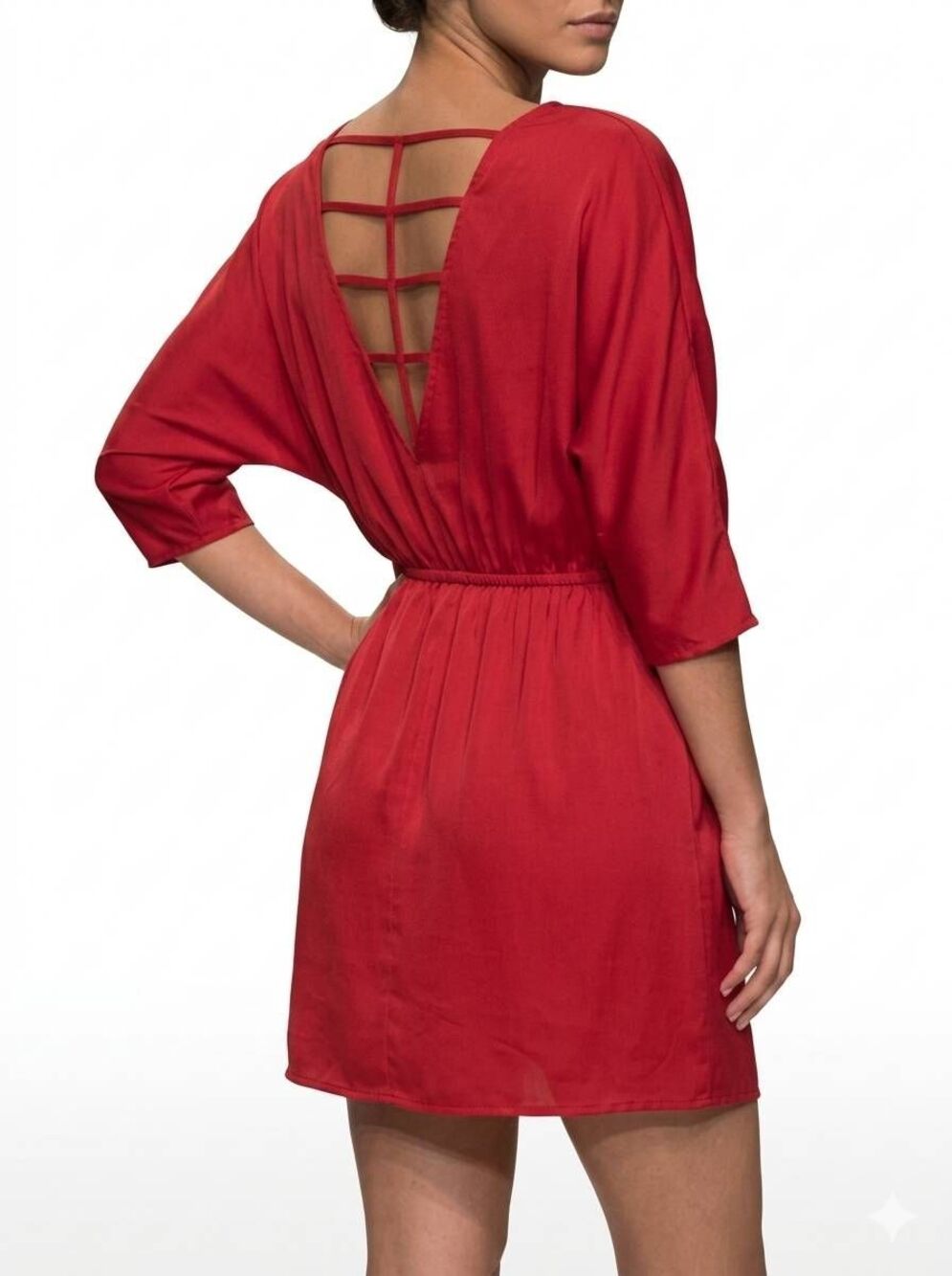💜NWT XOXO Red Lattice Back Belted Cocktail Dress Small
